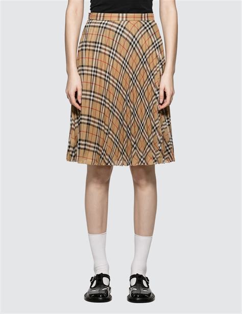 burberry leather skirt|Burberry check pleated skirt.